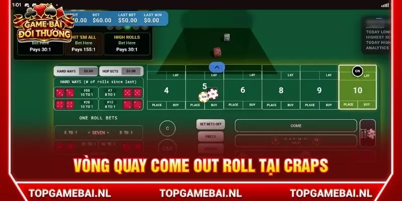 Vòng quay come out roll tại craps