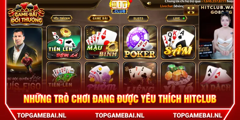 Người tham gia được trải nghiệm các game bài hot tại HitClub