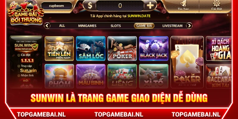 SUNWIN là trang game với giao diện dễ sử dụng