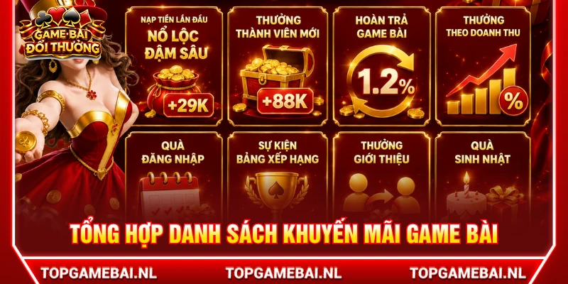 Tổng hợp danh sách khuyến mãi hấp dẫn khi chơi game bài